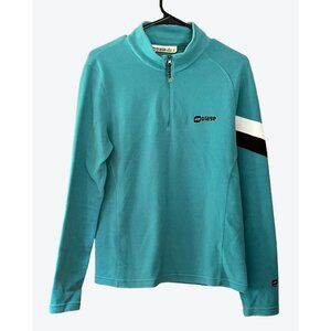 Orage Women's Large Long Sleeve 1/4 Zip Pullover Fleece Teal Black White